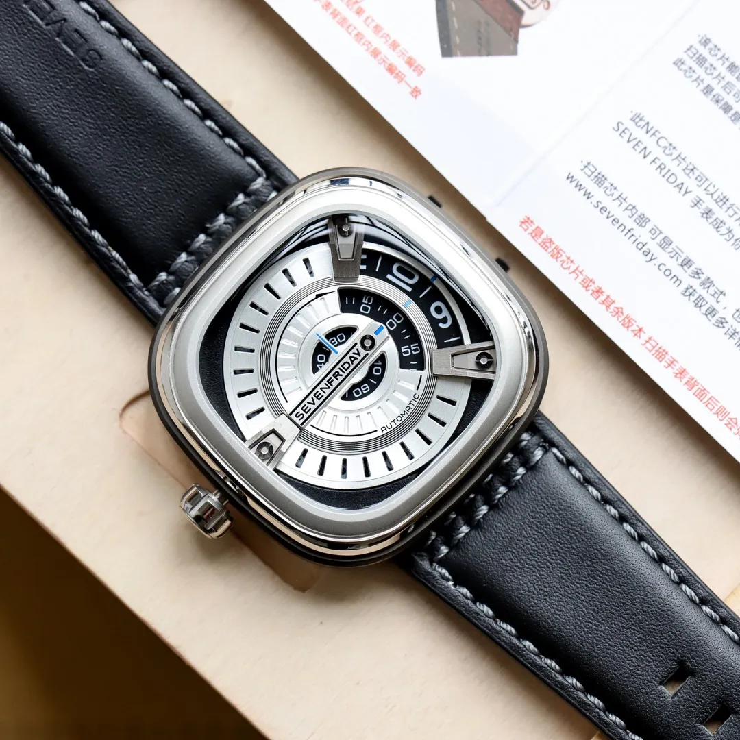【Authentic Tmall】💰1640! seven Friday 🆕🆕🆕Upgraded again [wit] Seven Friday SEVENFRIDAY M1/01 Imported calf belt material: high-grade 316 stainless steel Case size: 47mmx47mm High-end market quality Please pay attention to the workmanship details to truly be consistent with the counter products! Each watch has an ID card (independently coded) Scan the back of the watch with your NFC-enabled phone! Register and log in to Seven Fridays account! Bind the watch! Make your Seven Fridays personal!  Seven Fridays model M1/01 real shot display